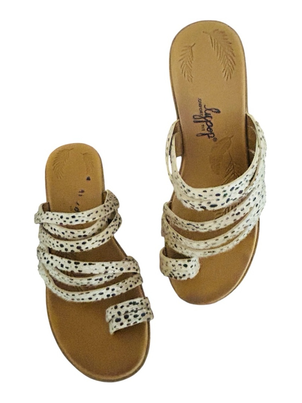 Jellypop Beige Speckled Multi‑Strap Slide Sandals 7M - Picture 2 of 7